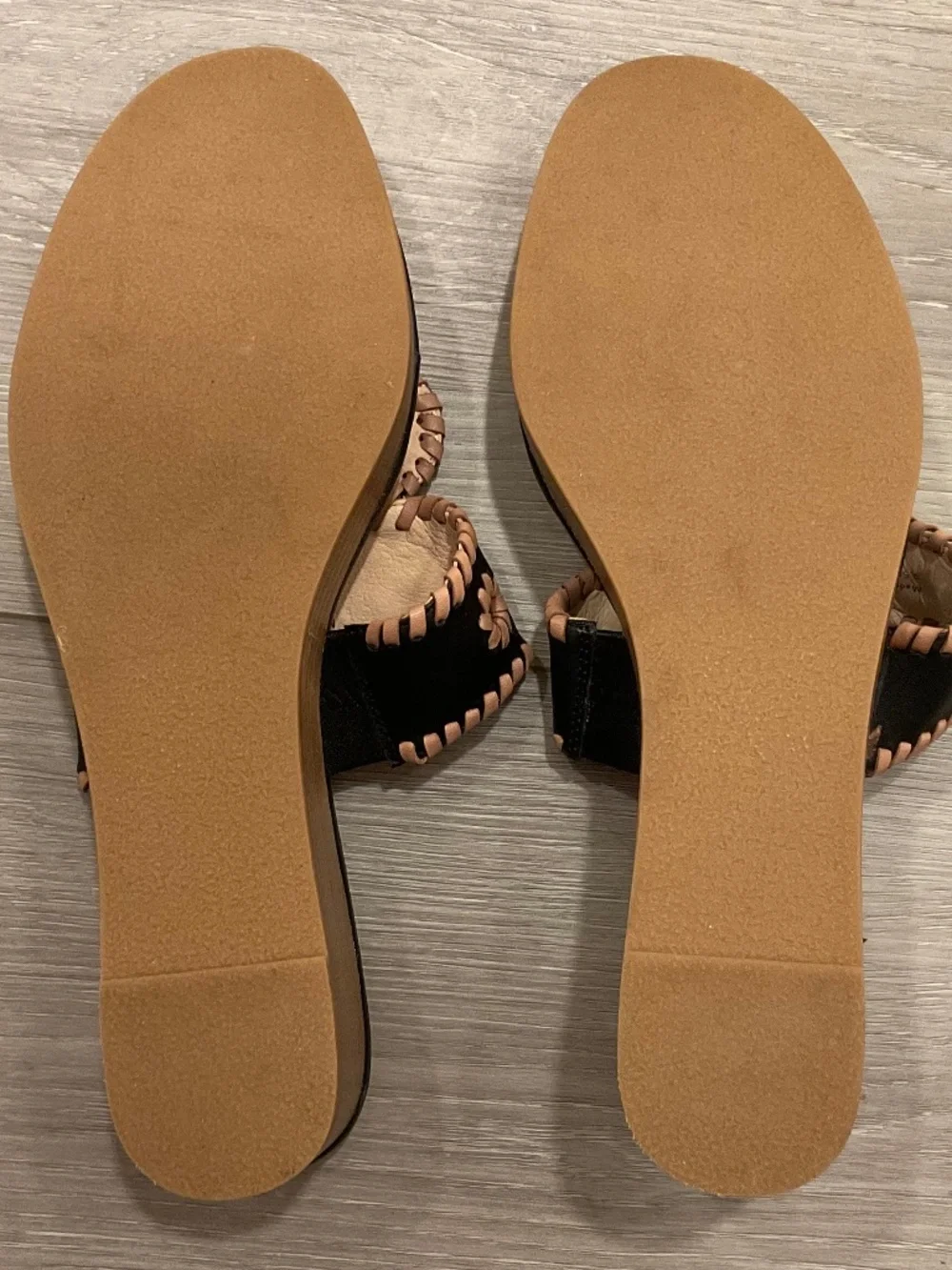 JACK ROGERS Jack’s Mid Wedge Platform Thong Sandal Black/Cafe Au Lait Sz 9.5 NEW
